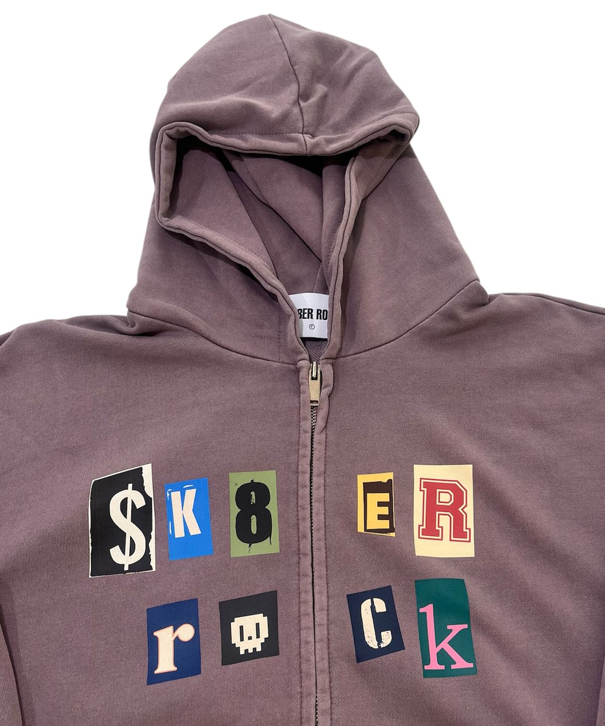 스케이터락(SK8ER ROCK) Collage Logo Pigment Sweat Hood Zip-Up (Purple )