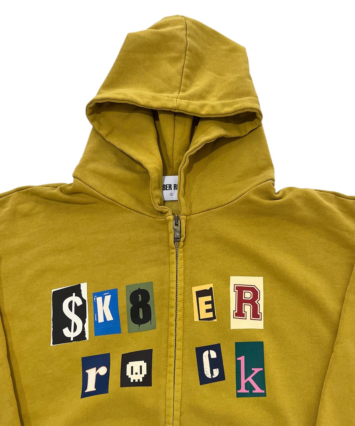 스케이터락(SK8ER ROCK) Collage Logo Pigment Sweat Hood Zip-Up (Mustard)