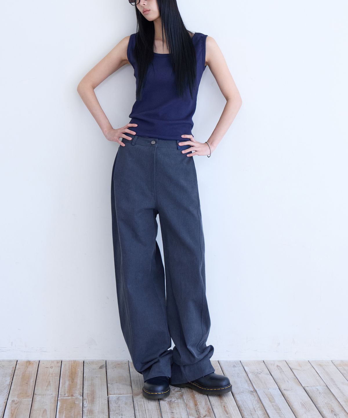 런던다다(LONDONDADA) Relaxed Straight Chino Pants, NAVY