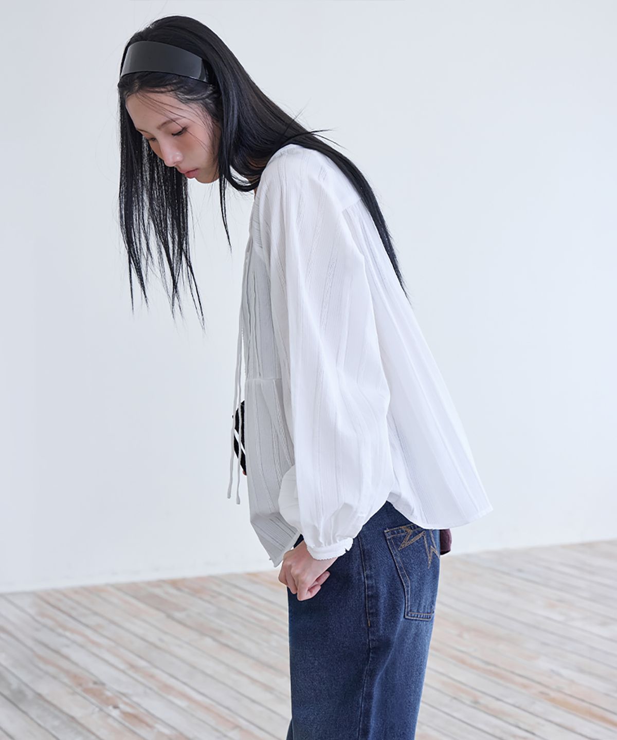런던다다(LONDONDADA) Lace Cotton Loose Blouse, WHITE