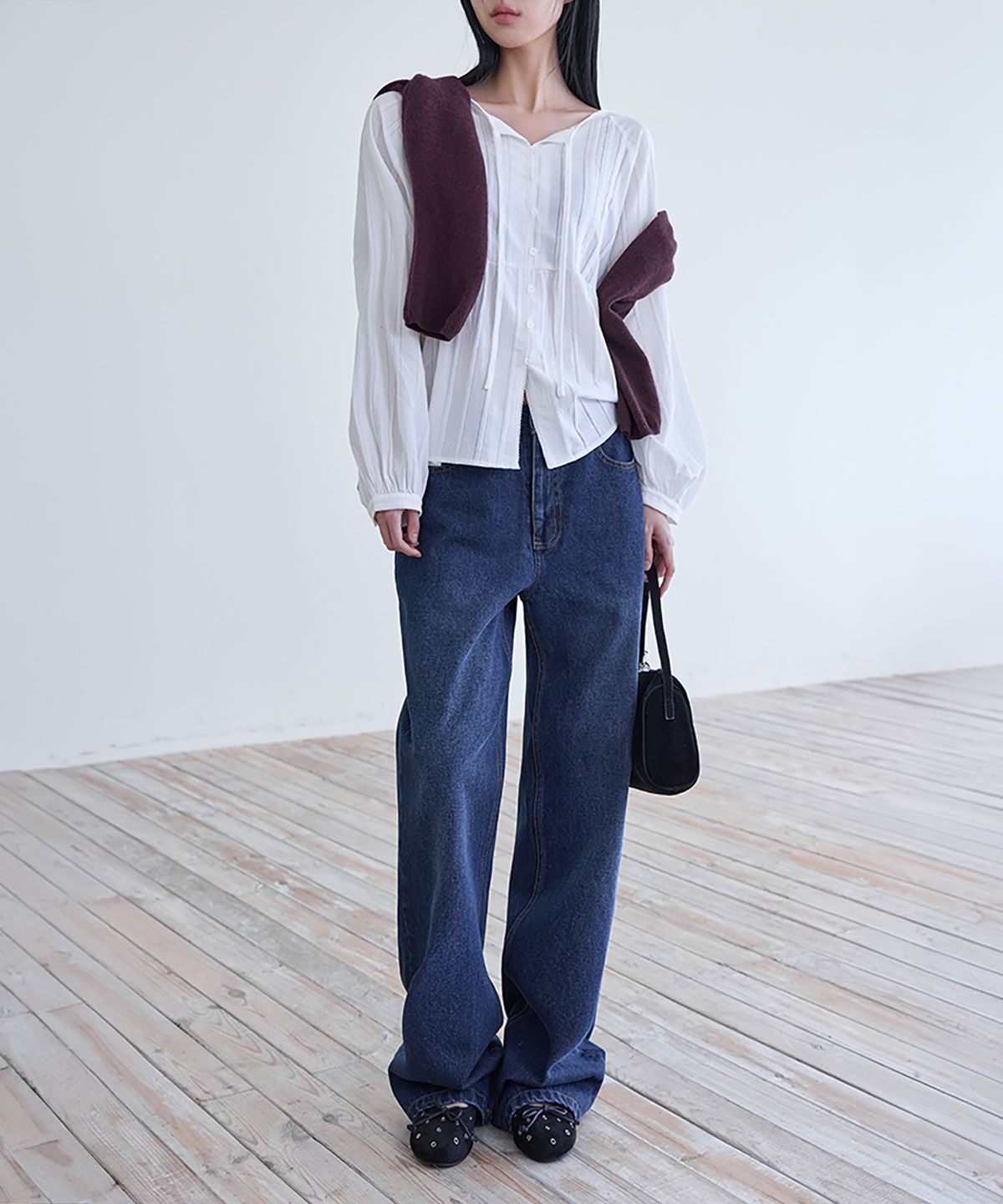 런던다다(LONDONDADA) Straight Semi Flare Jeans, D.BLUE