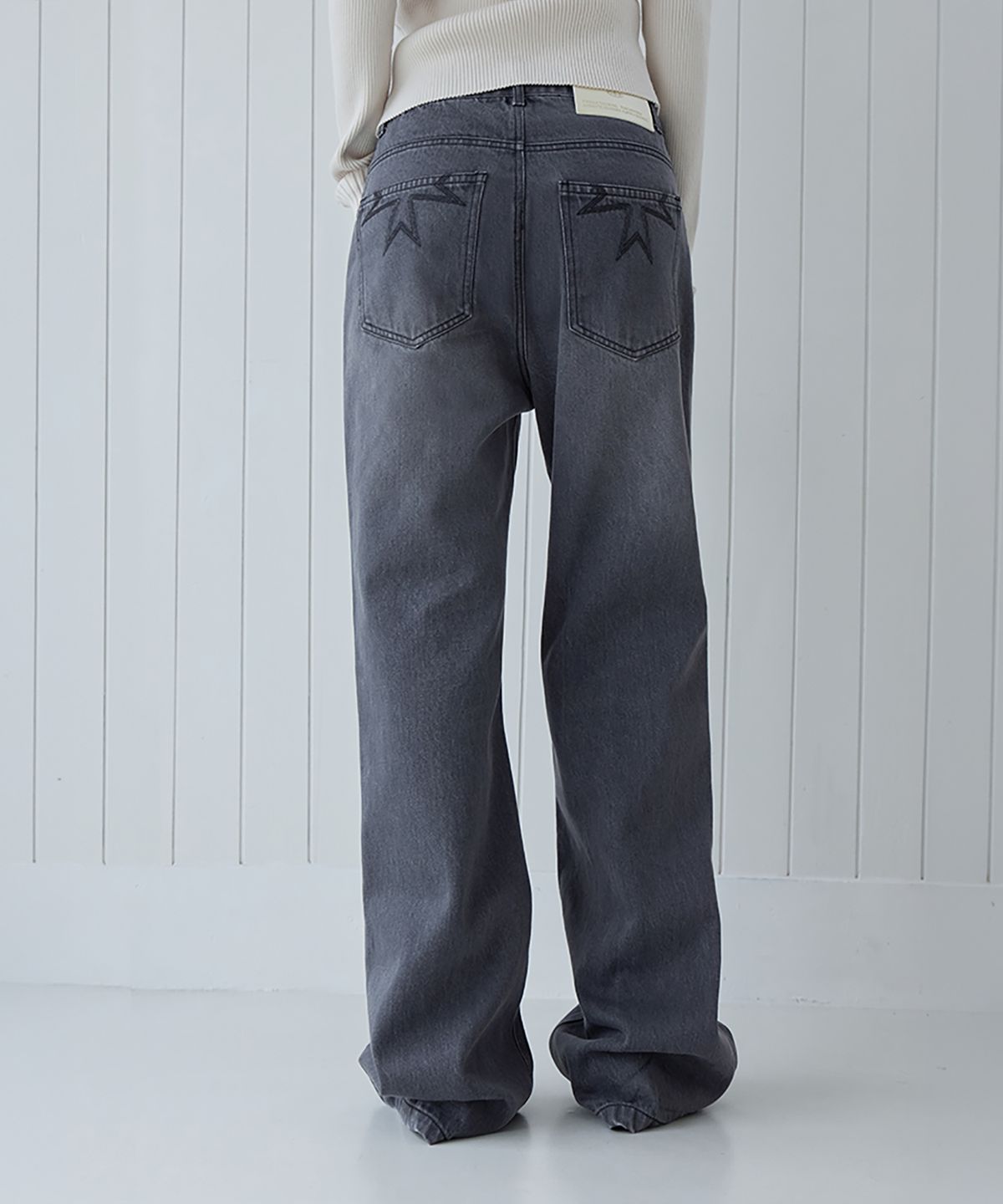 런던다다(LONDONDADA) Straight Semi Flare Jeans, GREY