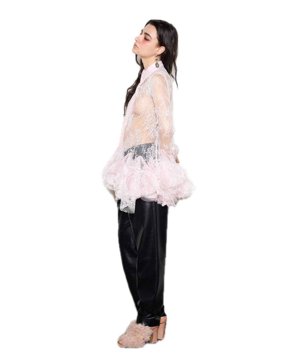 그리디어스(GREEDILOUS) Floral Lace Peplum Blouse