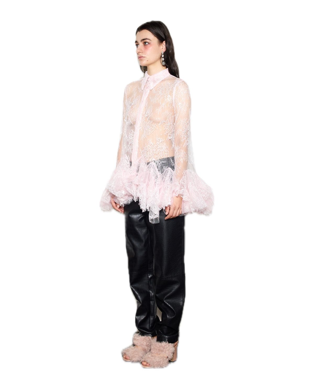 그리디어스(GREEDILOUS) Floral Lace Peplum Blouse
