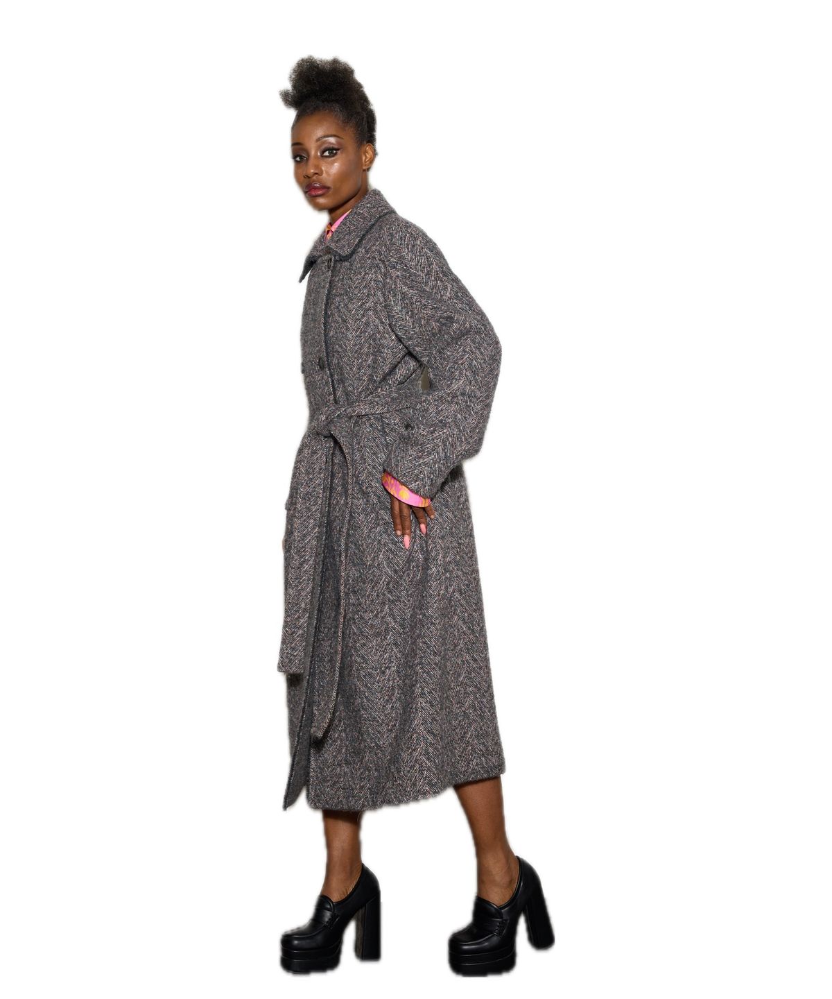 그리디어스(GREEDILOUS) Pointed Collars Tweed Maxi Coat