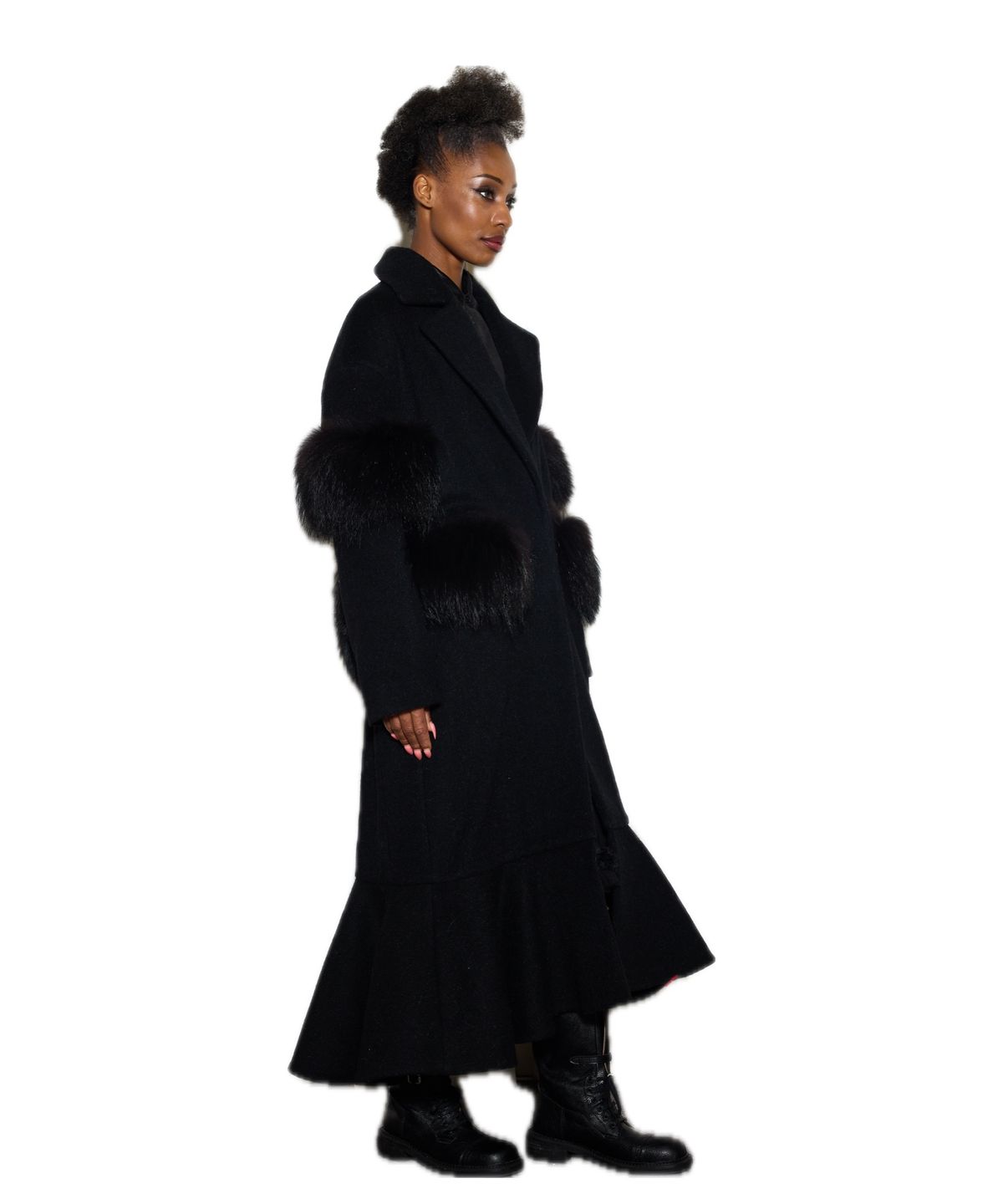 그리디어스(GREEDILOUS) Faux Fur-Trimmed Double-Breasted Coat
