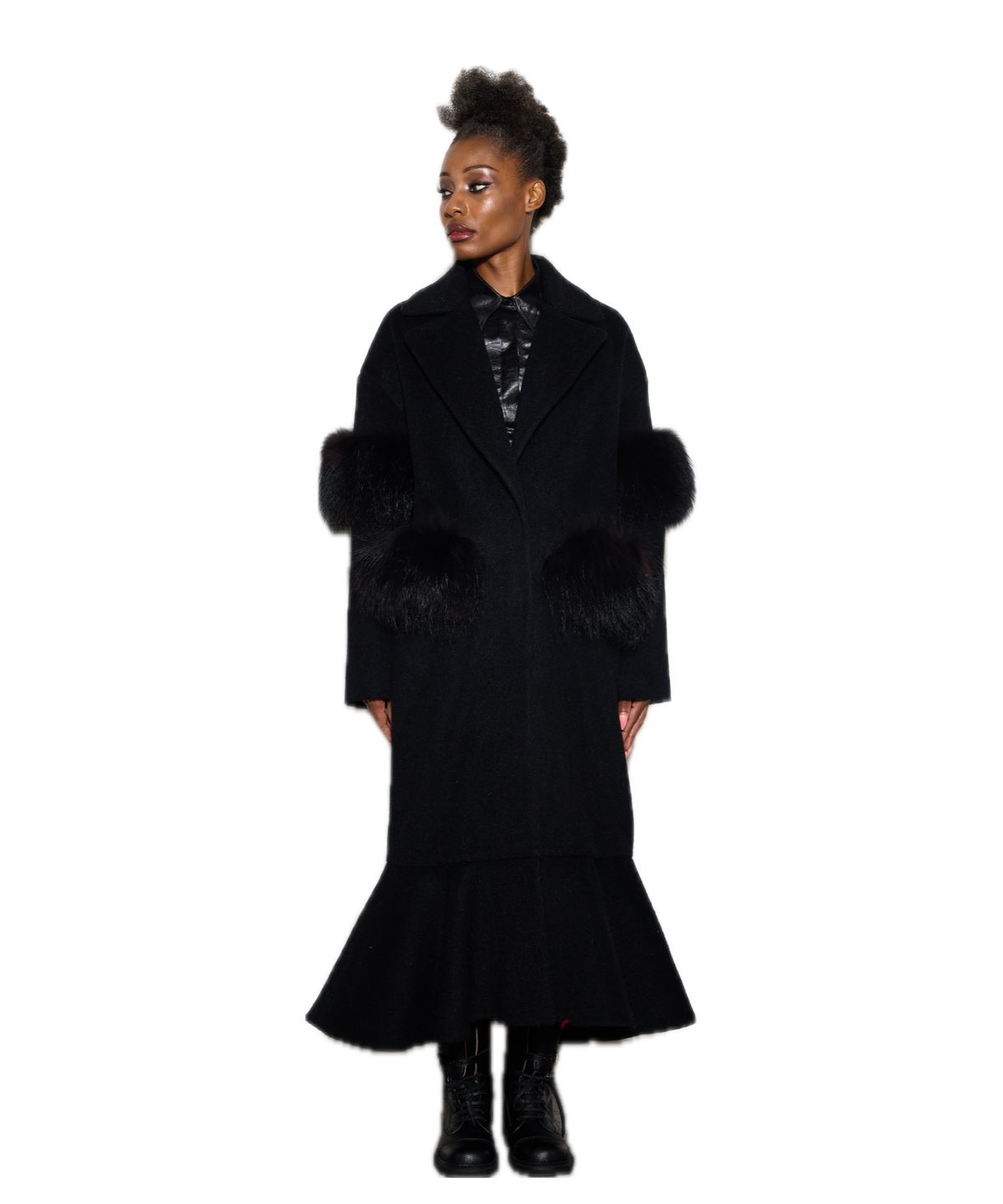 그리디어스(GREEDILOUS) Faux Fur-Trimmed Double-Breasted Coat