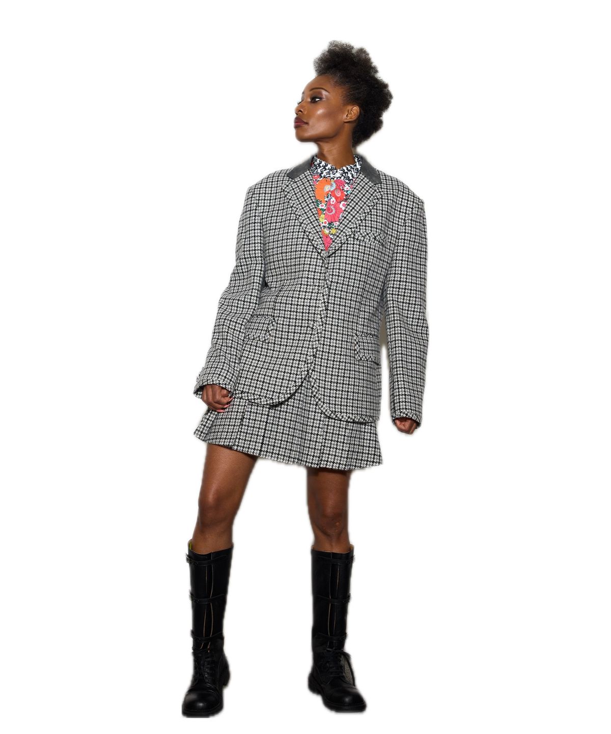 그리디어스(GREEDILOUS) GR Houndtooth Print Bib Shirt