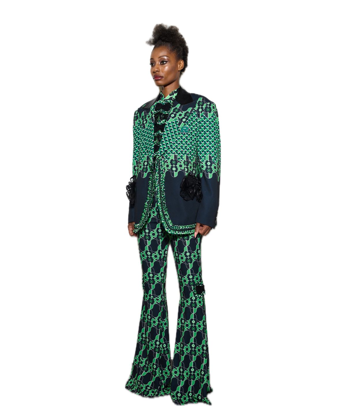 그리디어스(GREEDILOUS) Green Matrix Grid Print Shirt