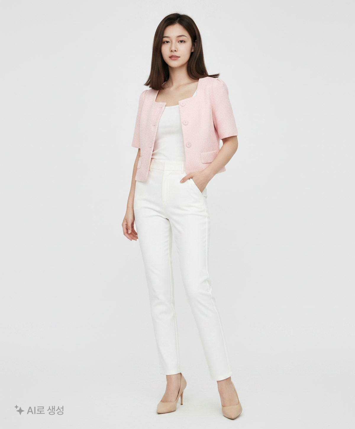 미쏘(MIXXO) 스퀘어넥 반팔 트위드 자켓_MIWJKD513G S