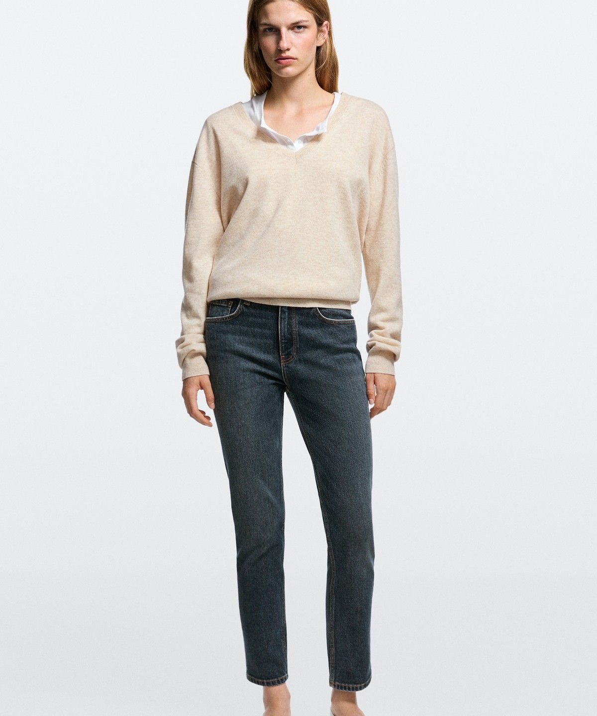 마시모두띠(MASSIMO DUTTI) 미드라이즈 슬림 크롭 핏 진