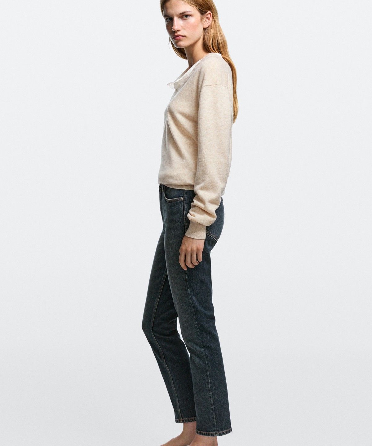 마시모두띠(MASSIMO DUTTI) 미드라이즈 슬림 크롭 핏 진