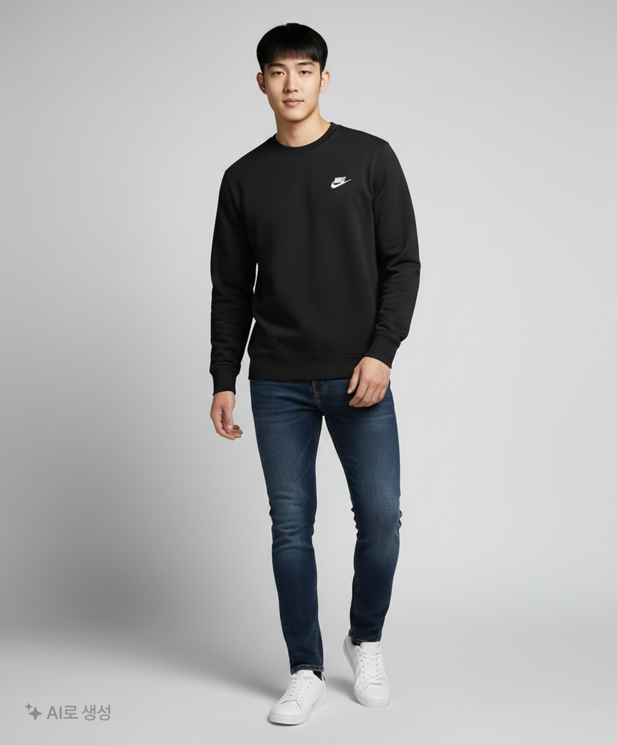 나이키(NIKE) 스포츠웨어 클럽 프렌치 테리 크루 M - 블랙:화이트 / BV2667-010 XL