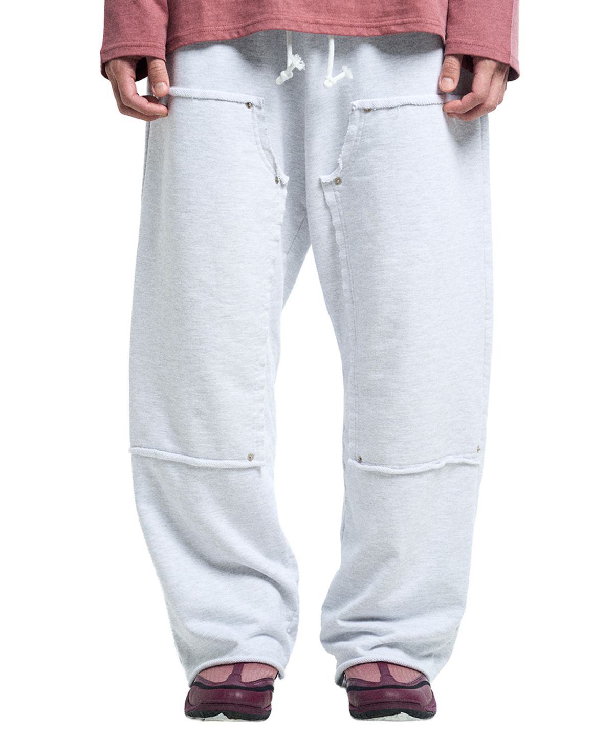 쓰리아이(3IE) IMPERFECT DOUBLE KNEE SWEATPANTS_WHITE