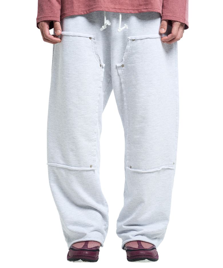 IMPERFECT DOUBLE KNEE SWEATPANTS_WHITE