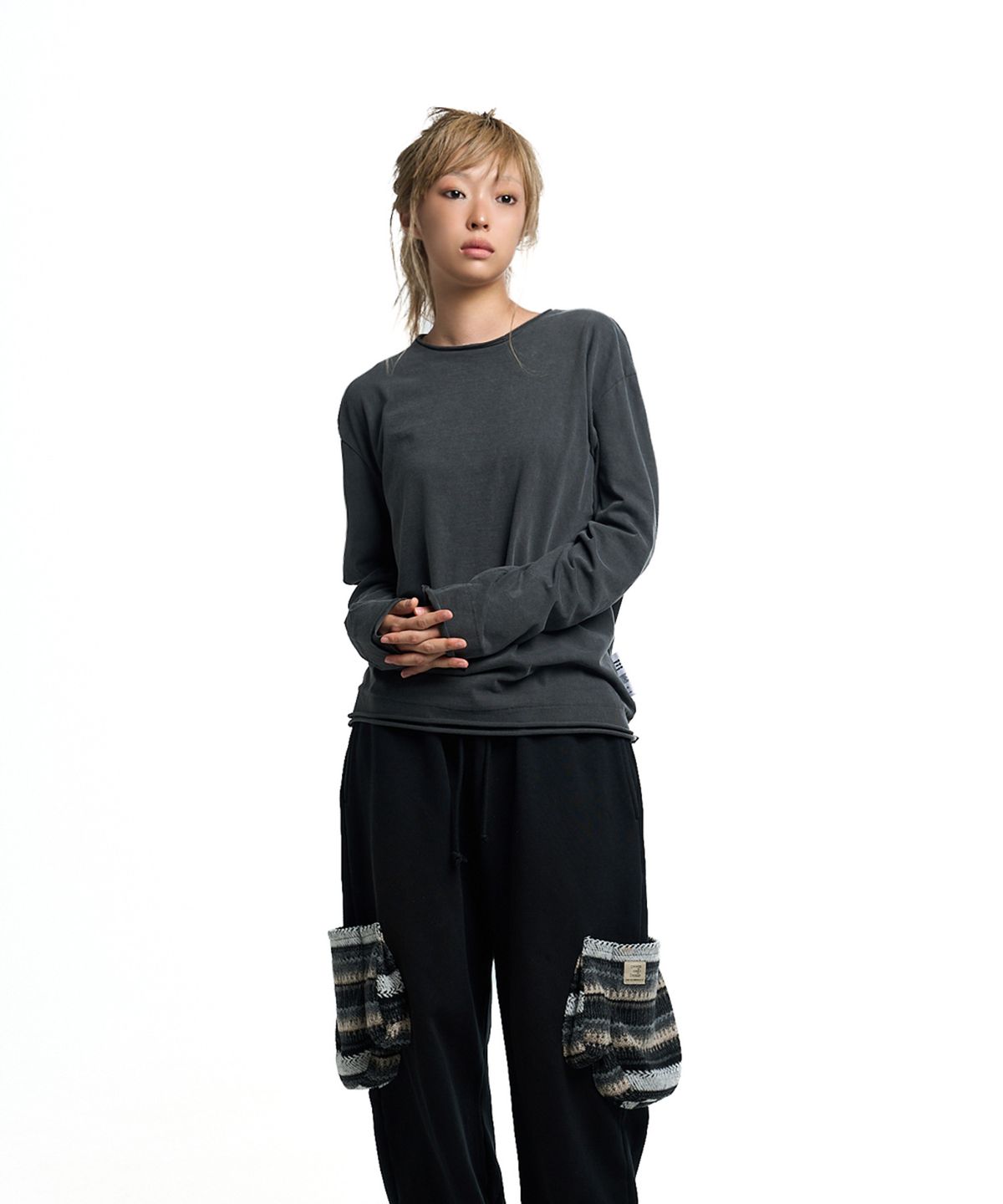 쓰리아이(3IE) IMPERFECT LAYERED LONG SLEEVE_BLACK