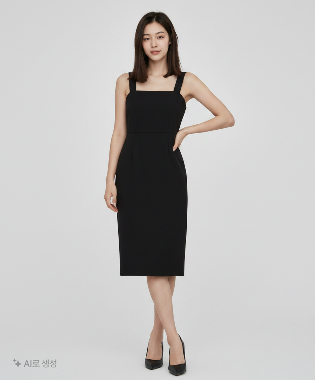 미쏘(MIXXO) 스퀘어넥 레이어드 롱 원피스 MIWOWB911B S