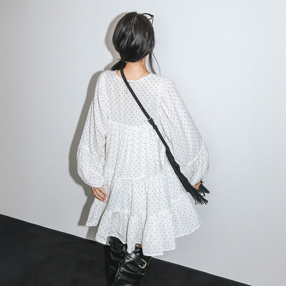 던드롭(DUNDROP) DD_Polka dot tiered dress