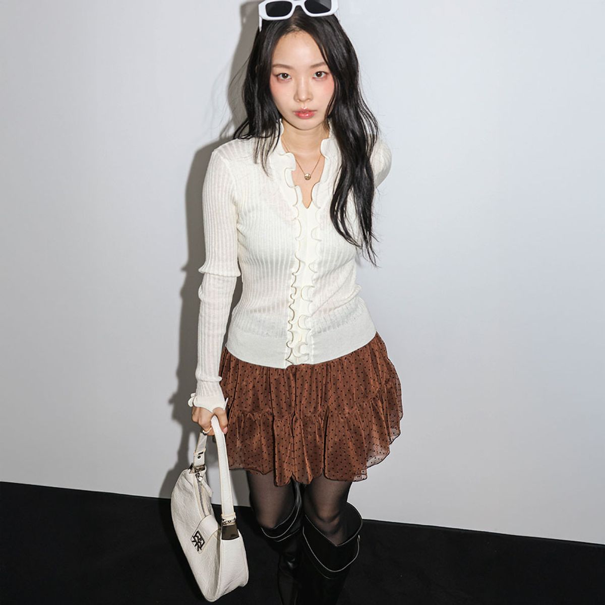 던드롭(DUNDROP) DD_Dot ruffle mini skirt