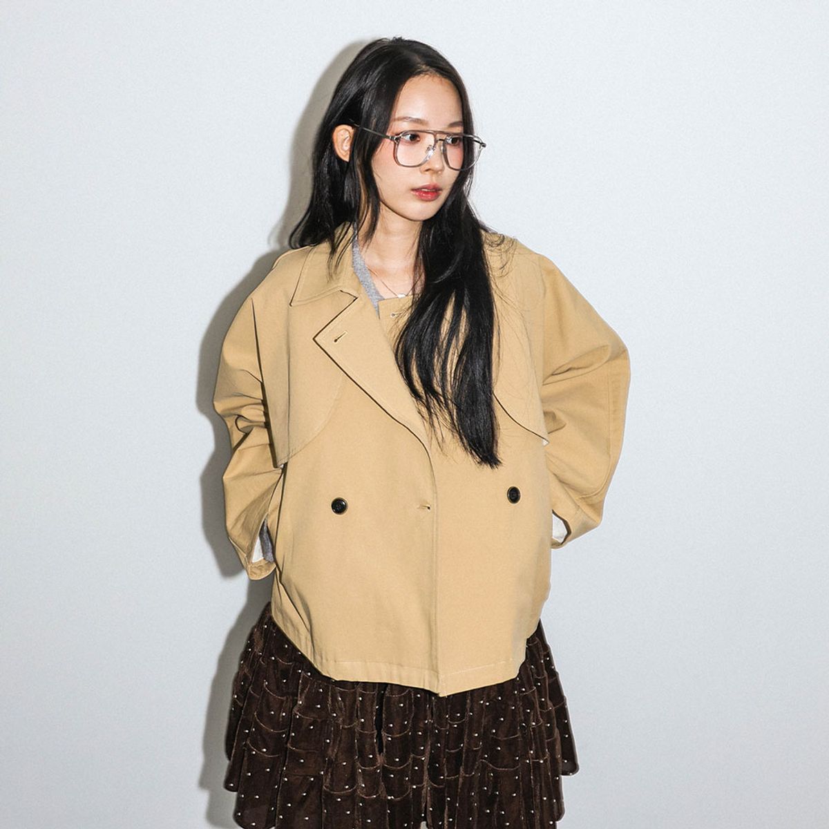 던드롭(DUNDROP) DD_Cropped trench jacket