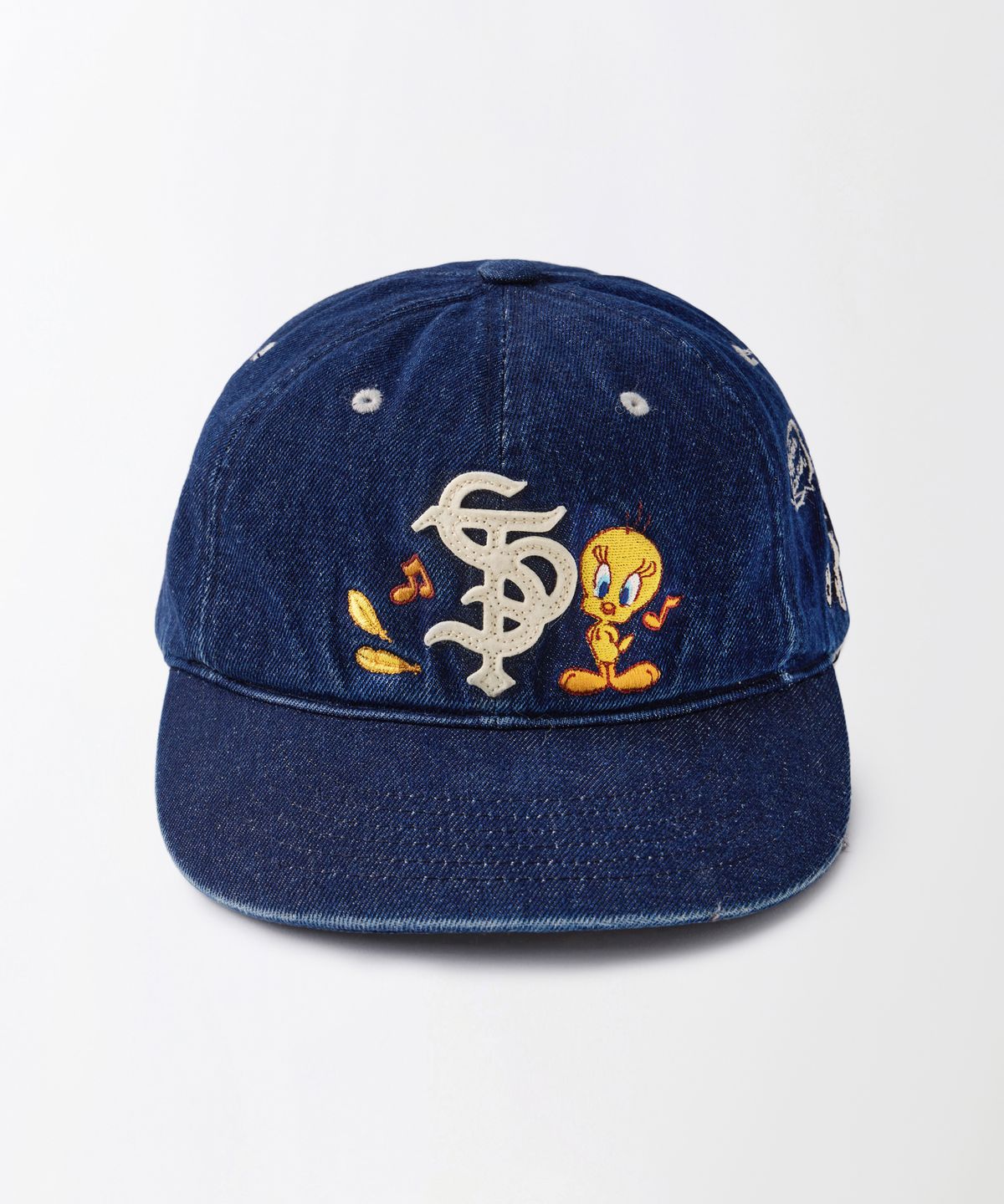 아웃스탠딩(OUTSTANDING) [LOONEY TUNES] DENIM BALL CAP(TWEETY SYLVESTER)_INDIGO