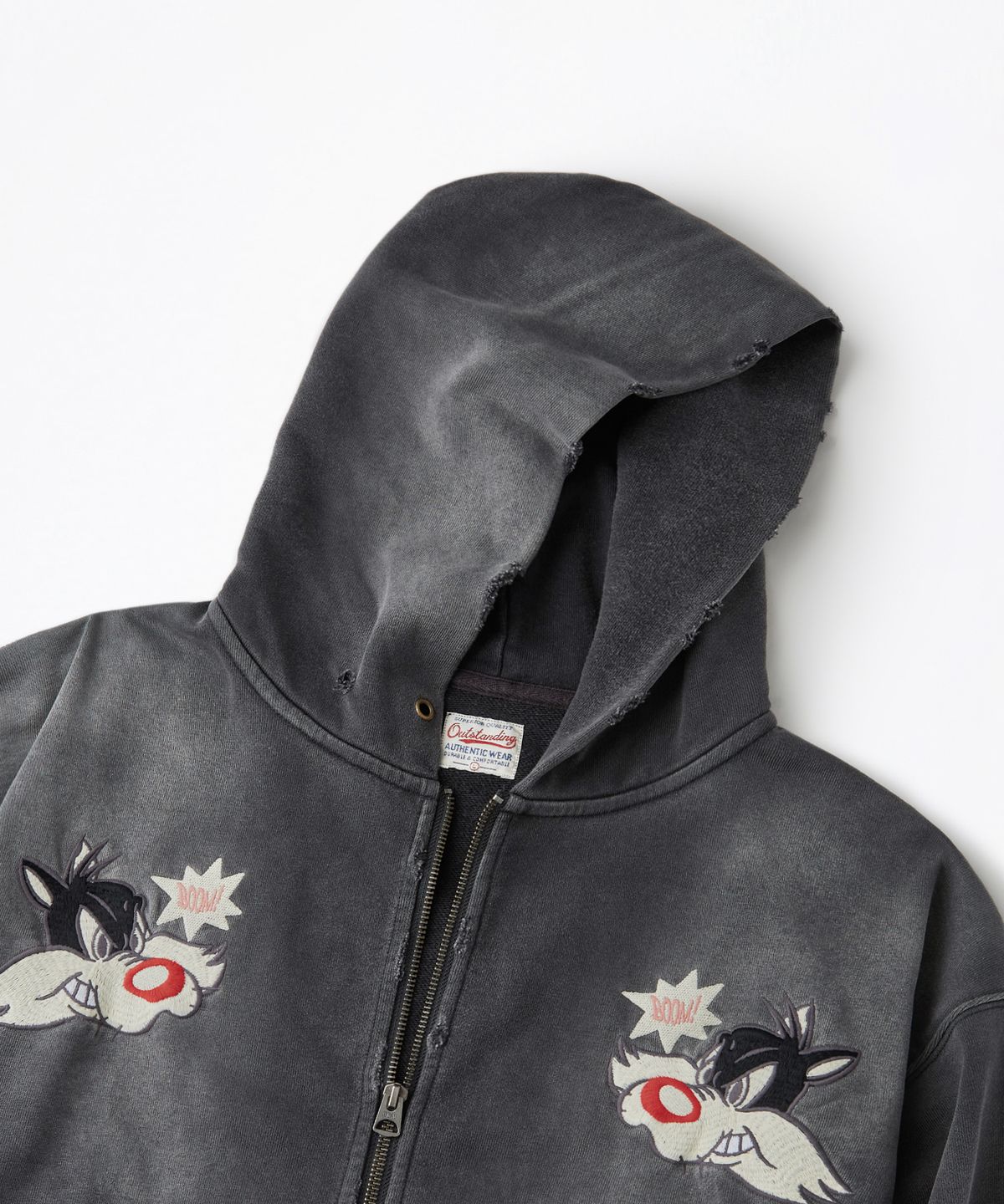 아웃스탠딩(OUTSTANDING) [LOONEY TUNES] HOOD ZIP SWEAT(SYLVESTER)_VINTAGE CHARCOAL