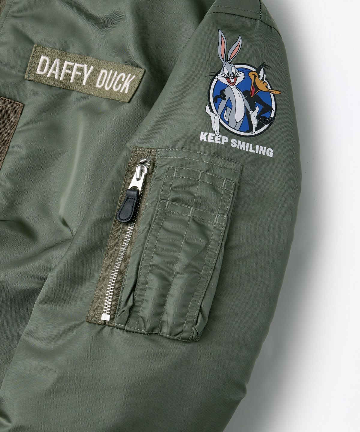아웃스탠딩(OUTSTANDING) [LOONEY TUNES] MA-1 FLIGHT JACKET_SAGE GREEN