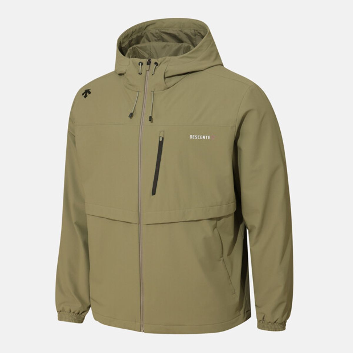 데상트(DESCENTE) 남성 후드형 우븐 집업 자켓 라이트 카키 SR323TWT81