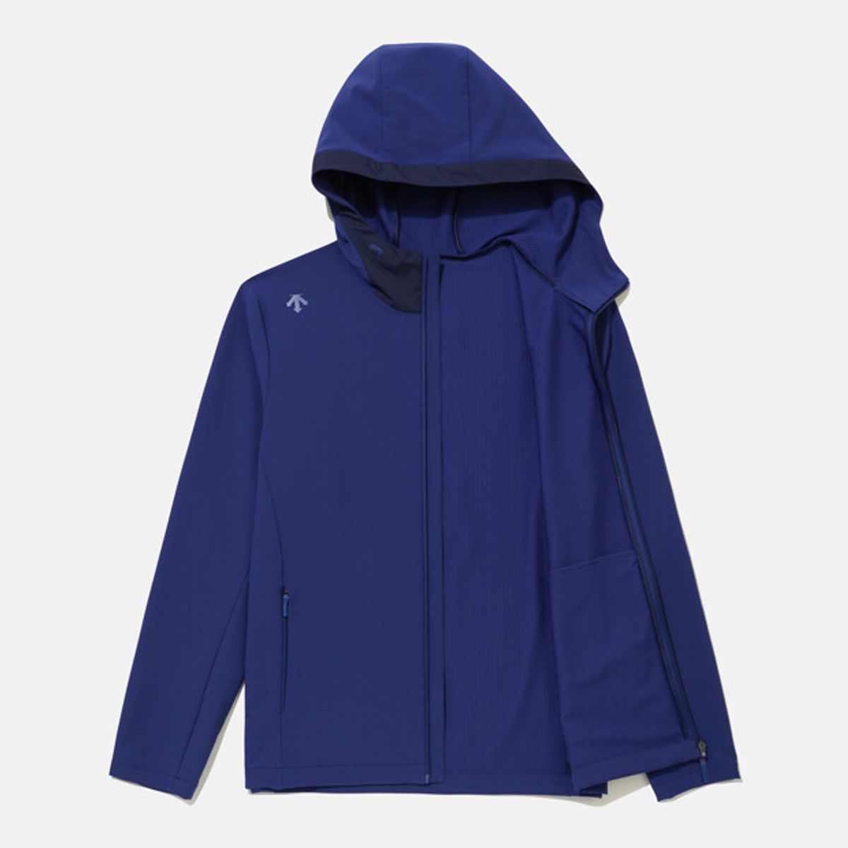 데상트(DESCENTE) 남성 스톰 플리스 후드형 집업 자켓 블루 SR321DWT91