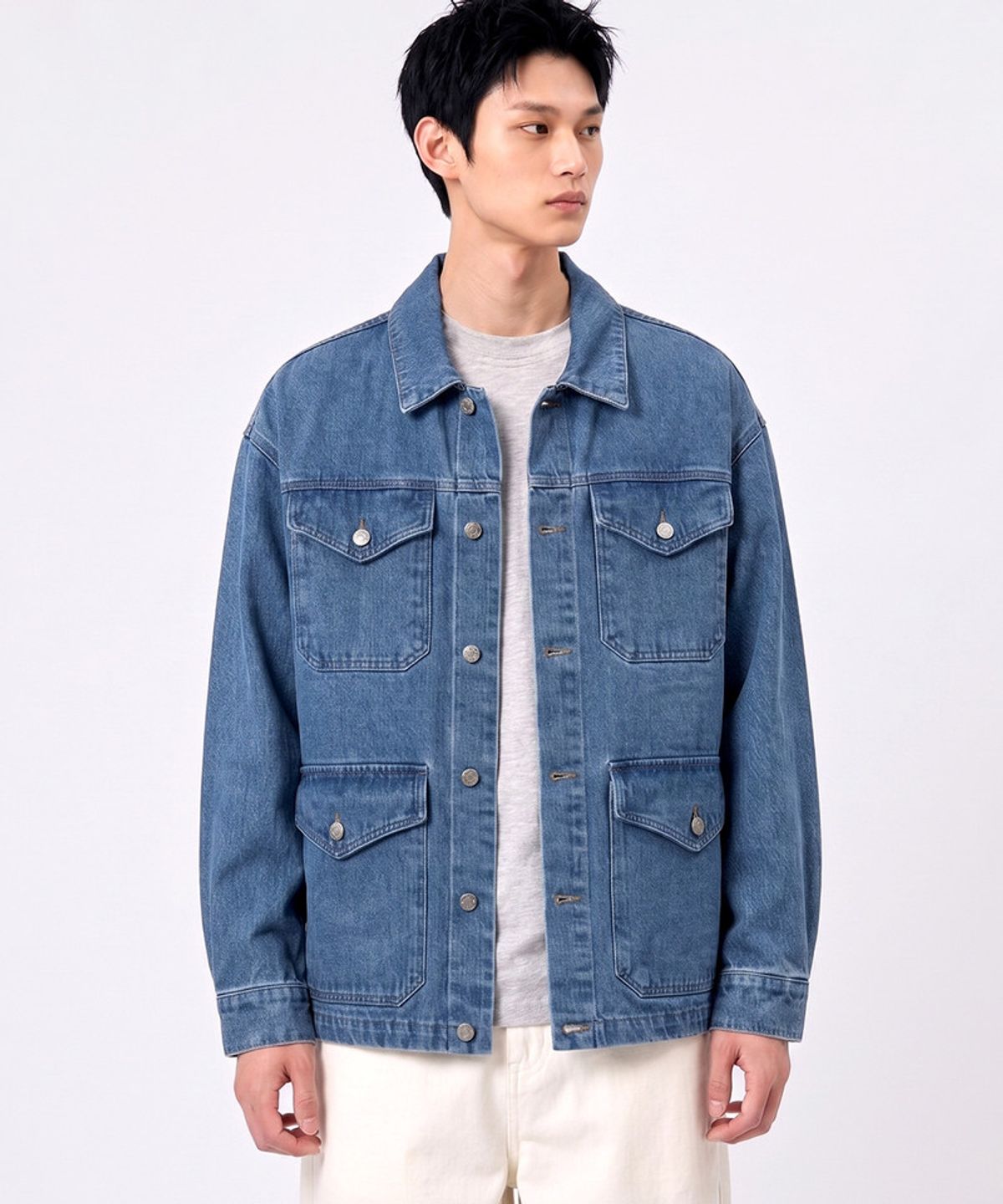 언더오프(UNDEROFF) 페이드 워싱 데님 필드 자켓 라이트블루