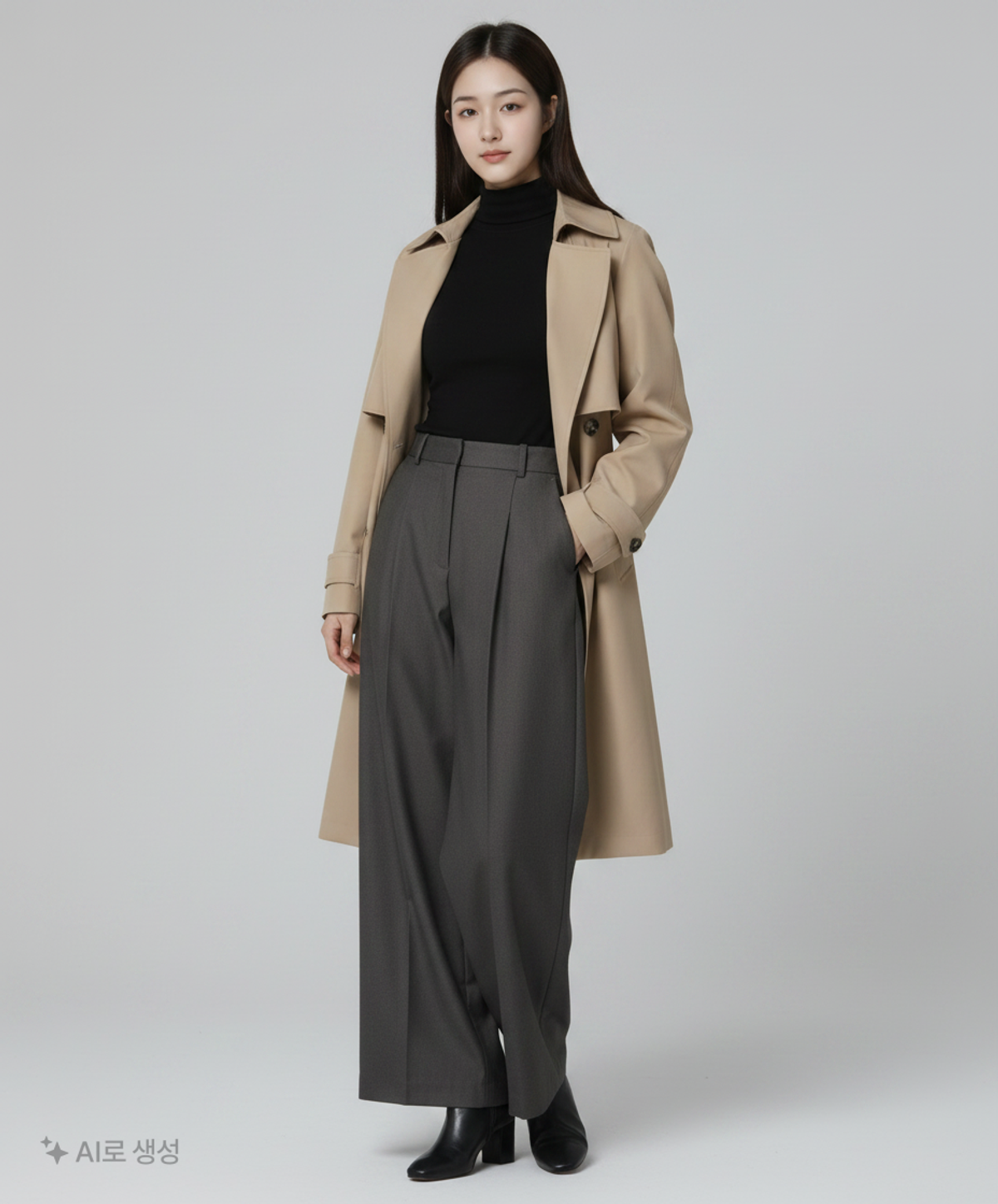 몽돌(MONGDOL) 원턱 와이드 슬랙스 베이지그레이 MDPT025BGRAY M