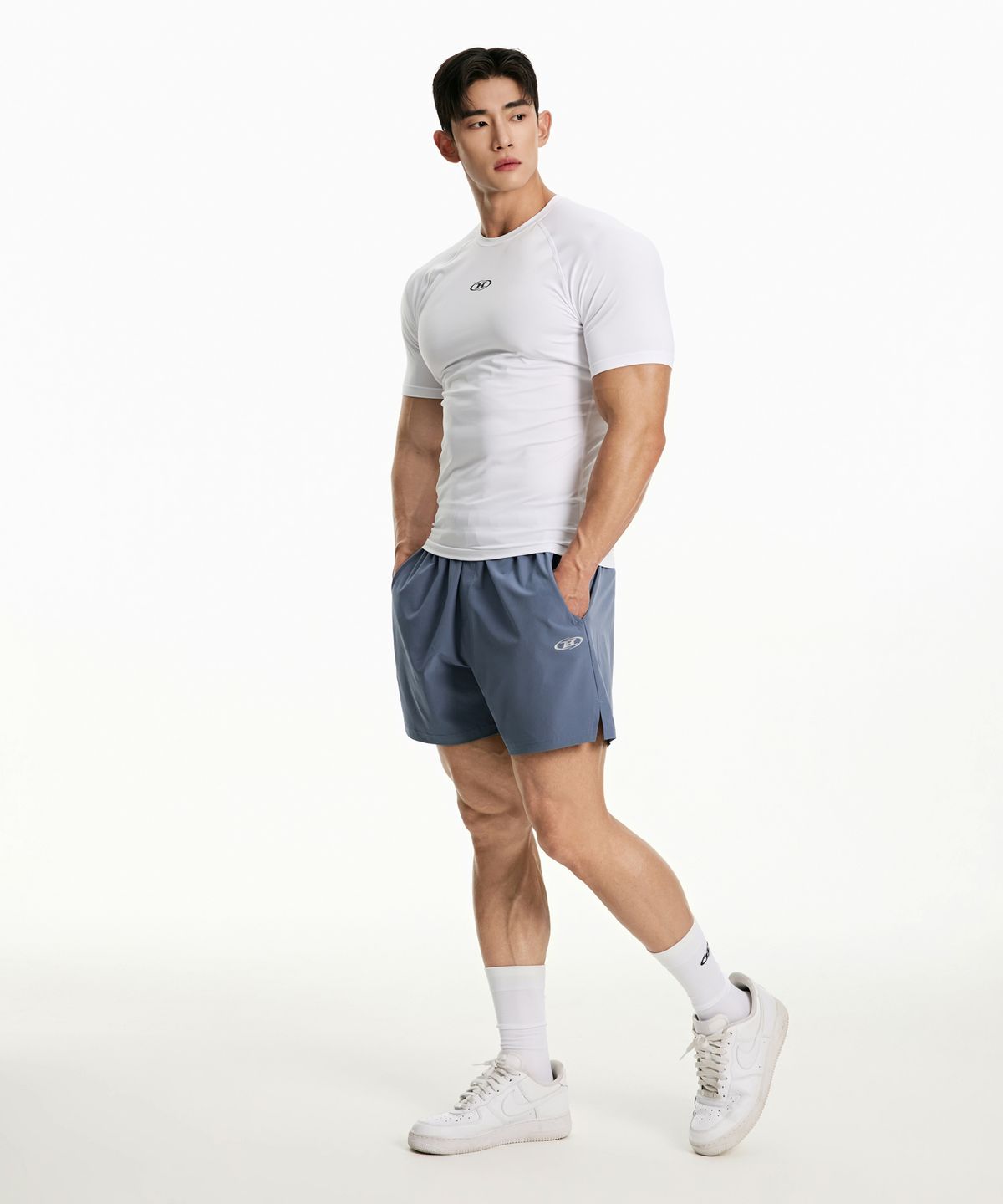 본투윈(BORN TO WIN) SYMBOL B COMPRESSION SHORT SLEEVE [WHITE]
