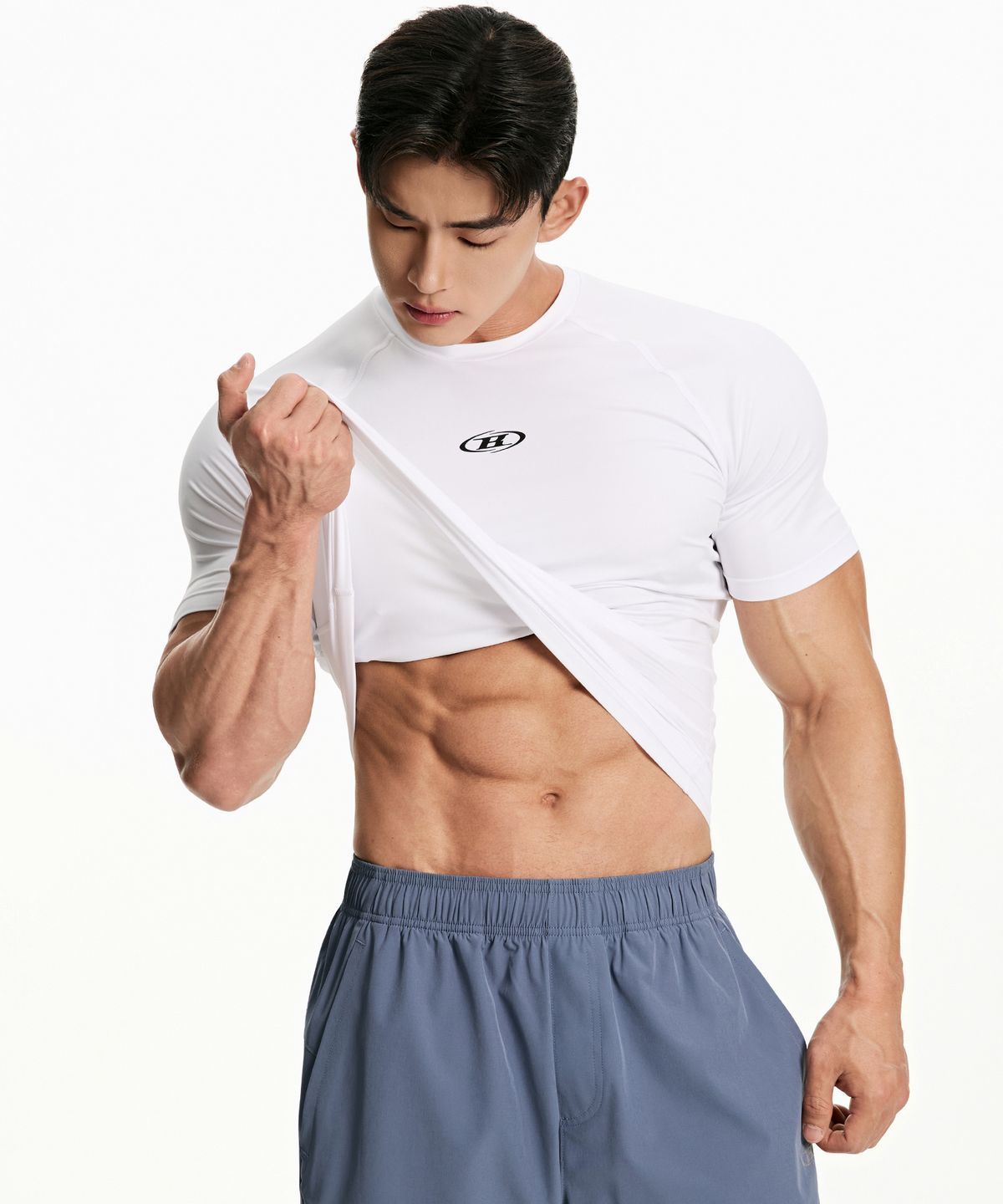 본투윈(BORN TO WIN) SYMBOL B COMPRESSION SHORT SLEEVE [WHITE]