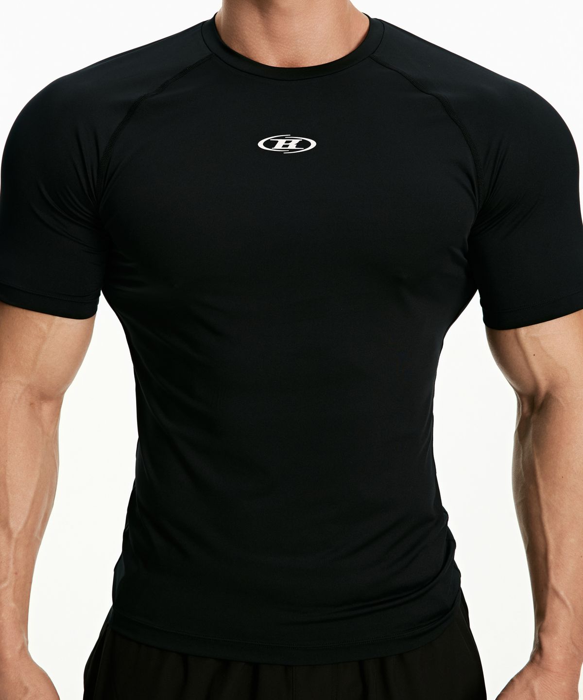 본투윈(BORN TO WIN) SYMBOL B COMPRESSION SHORT SLEEVE [BLACK]