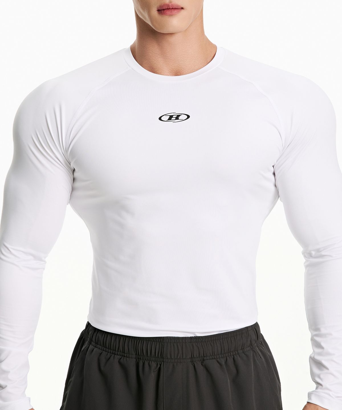 본투윈(BORN TO WIN) SYMBOL B COMPRESSION LONG SLEEVE [WHITE]