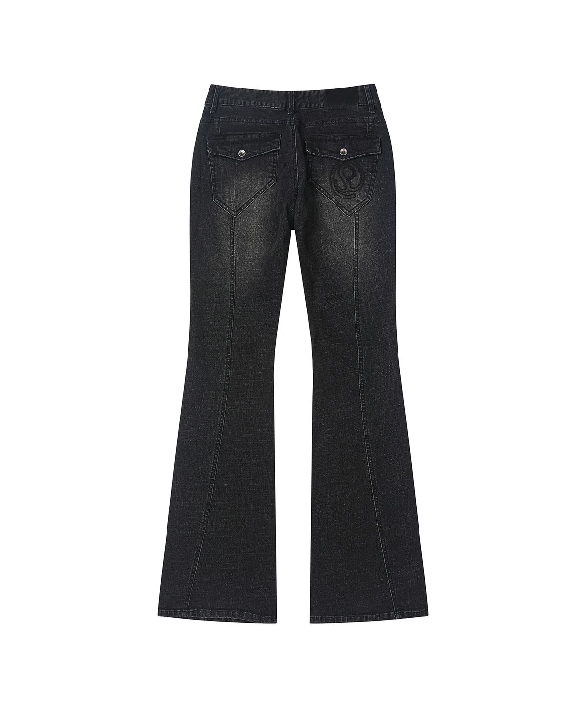세컨모놀로그(SECONDMONO) Low Rise Panel Flared Denim [BLACK]_SEWPT019BLACK