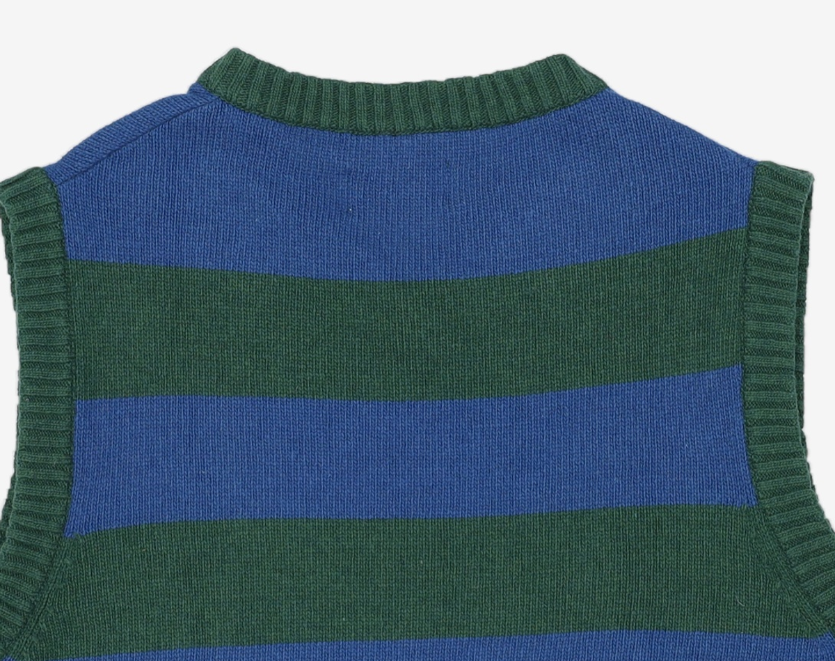 엠엠엘지(MMLG) [Mmlg] BORDER KNIT VEST (GREEN / BLUE) FREE