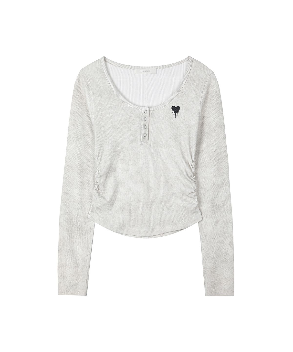 세컨모놀로그(SECONDMONO) Slim Fit Pigment Scoop Henley Top [IVORY]_SEWTS041IVORY