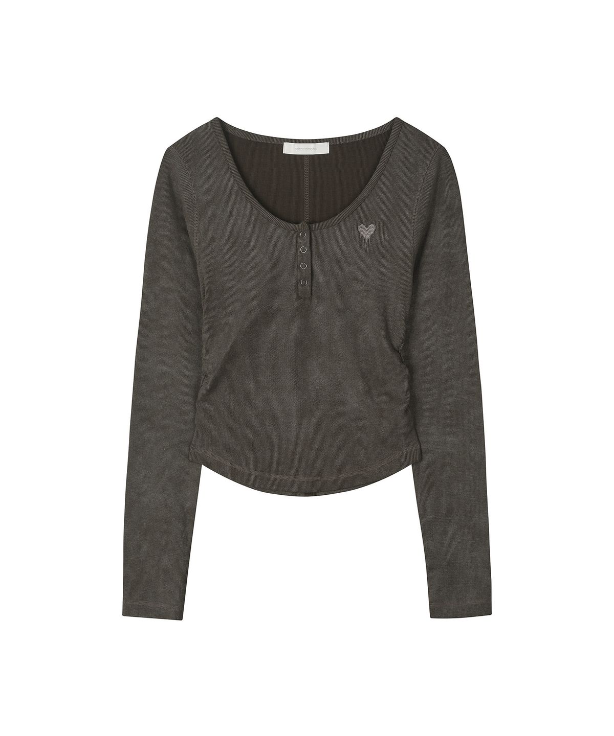 세컨모놀로그(SECONDMONO) Slim Fit Pigment Scoop Henley Top [DARKBEIGE]_SEWTS041DARKBEIGE