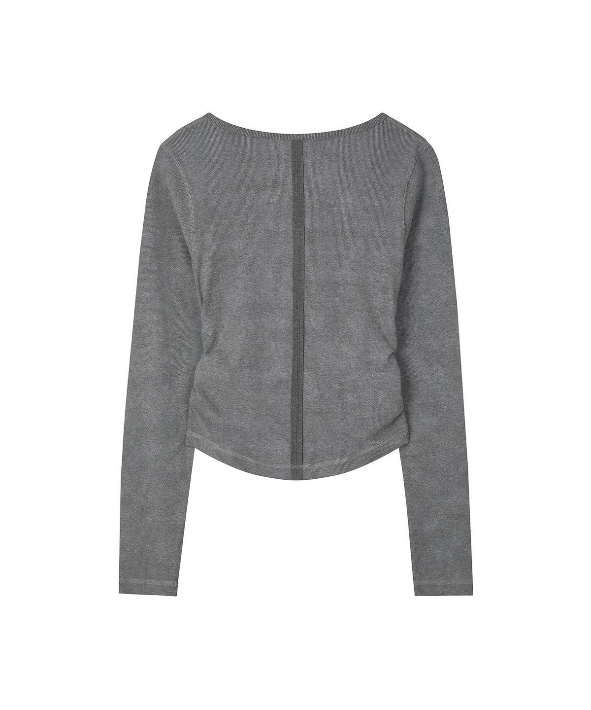 세컨모놀로그(SECONDMONO) Slim Fit Pigment Scoop Henley Top [GRAY]_SEWTS041GRAY