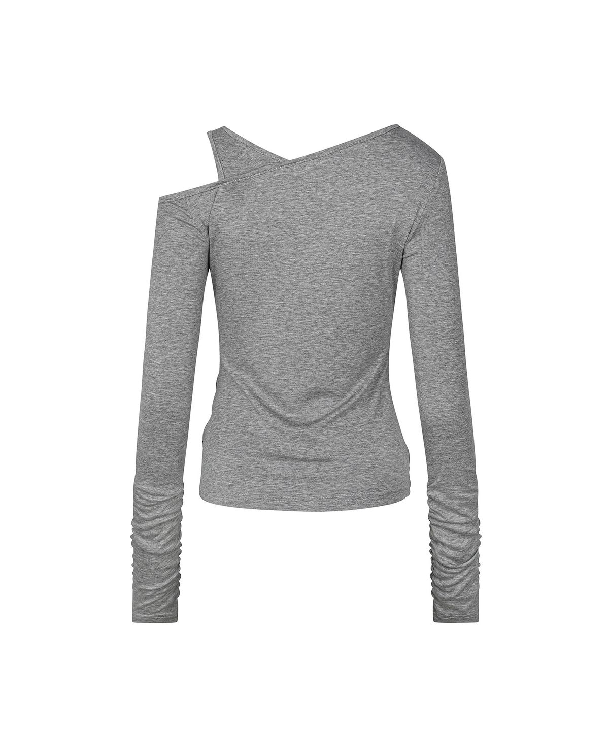 세컨모놀로그(SECONDMONO) Asymmetric Layered Off-Shoulder Top [GRAY]_SEWTS038GRAY