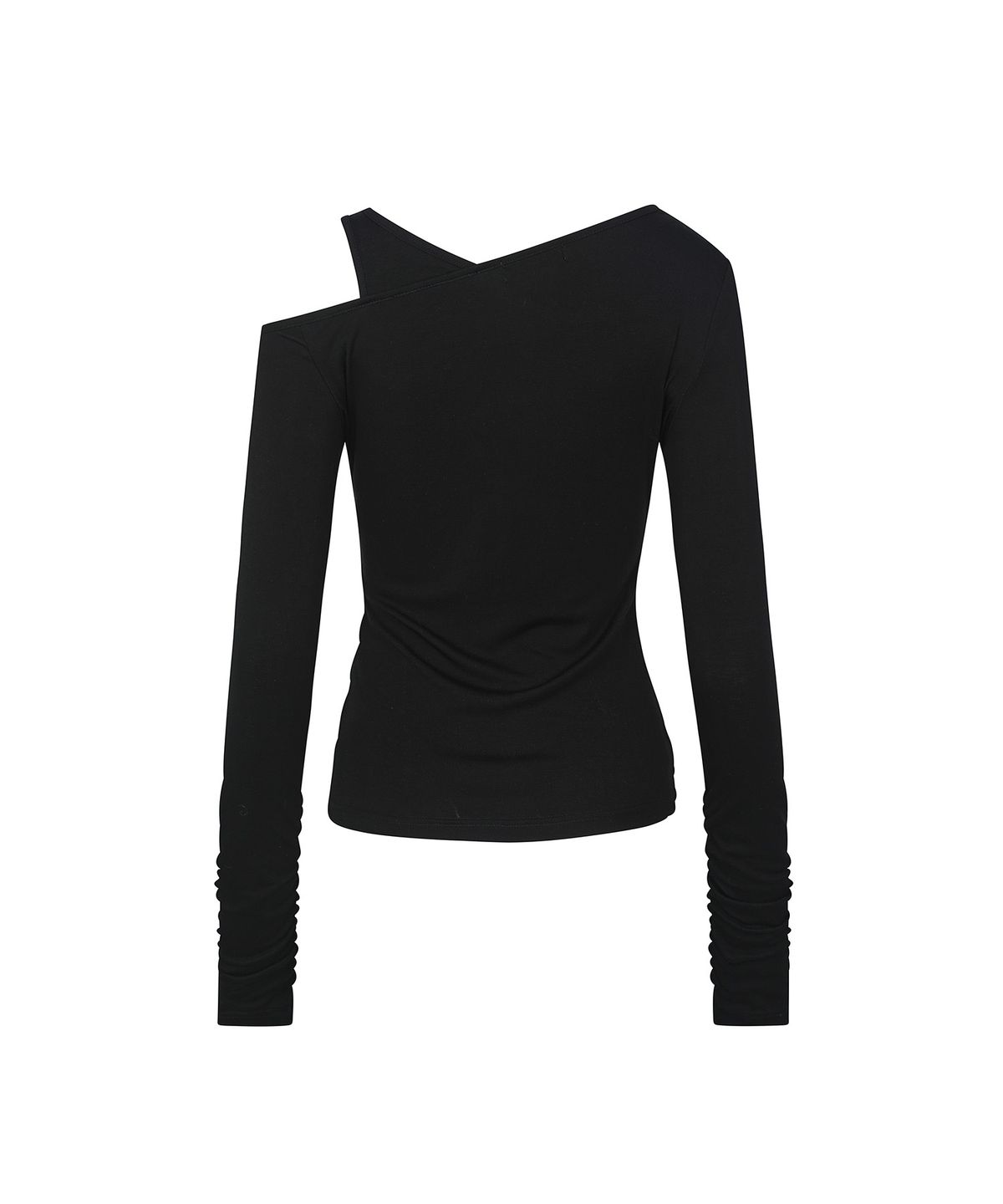 세컨모놀로그(SECONDMONO) Asymmetric Layered Off-Shoulder Top [BLACK]_SEWTS038BLACK