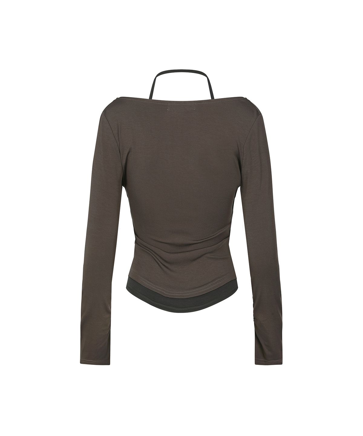 세컨모놀로그(SECONDMONO) 2-Way Layered Cowl Neck Top [BROWN]_SEWTS037BROWN
