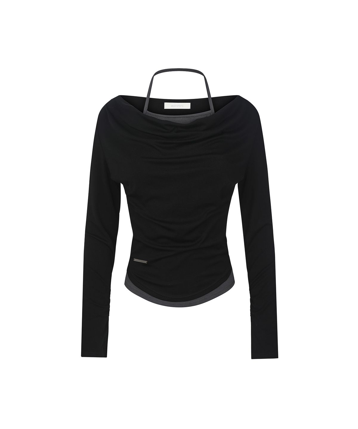 세컨모놀로그(SECONDMONO) 2-Way Layered Cowl Neck Top [BLACK]_SEWTS037BLACK