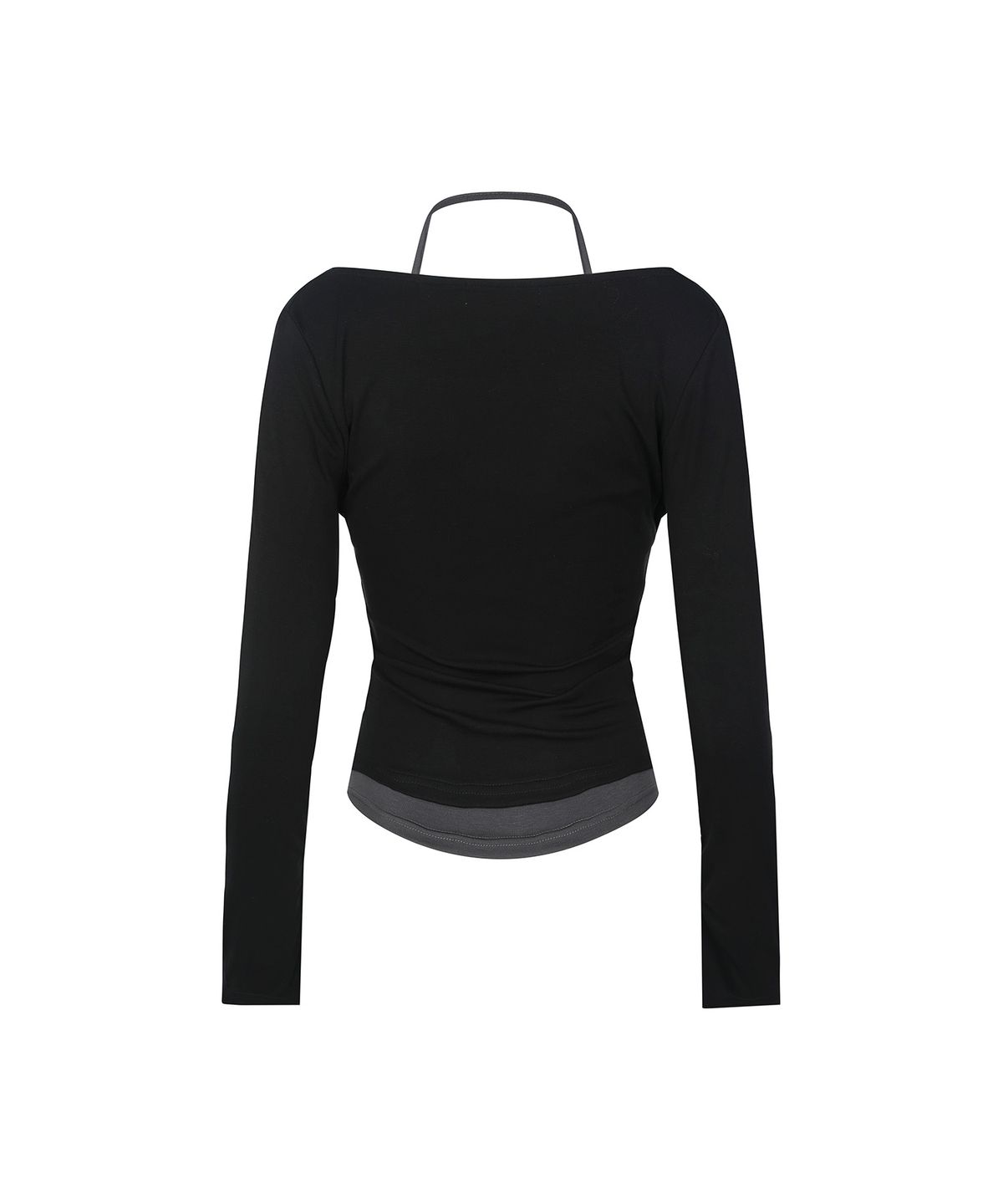 세컨모놀로그(SECONDMONO) 2-Way Layered Cowl Neck Top [BLACK]_SEWTS037BLACK