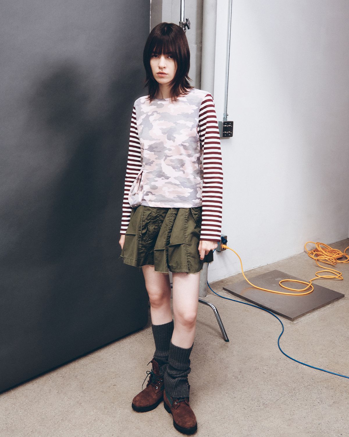 더뮤지엄비지터(THEMUSEUMVISITOR) W CAMO POCKET LONG SLEEVE (PINK CAMO)