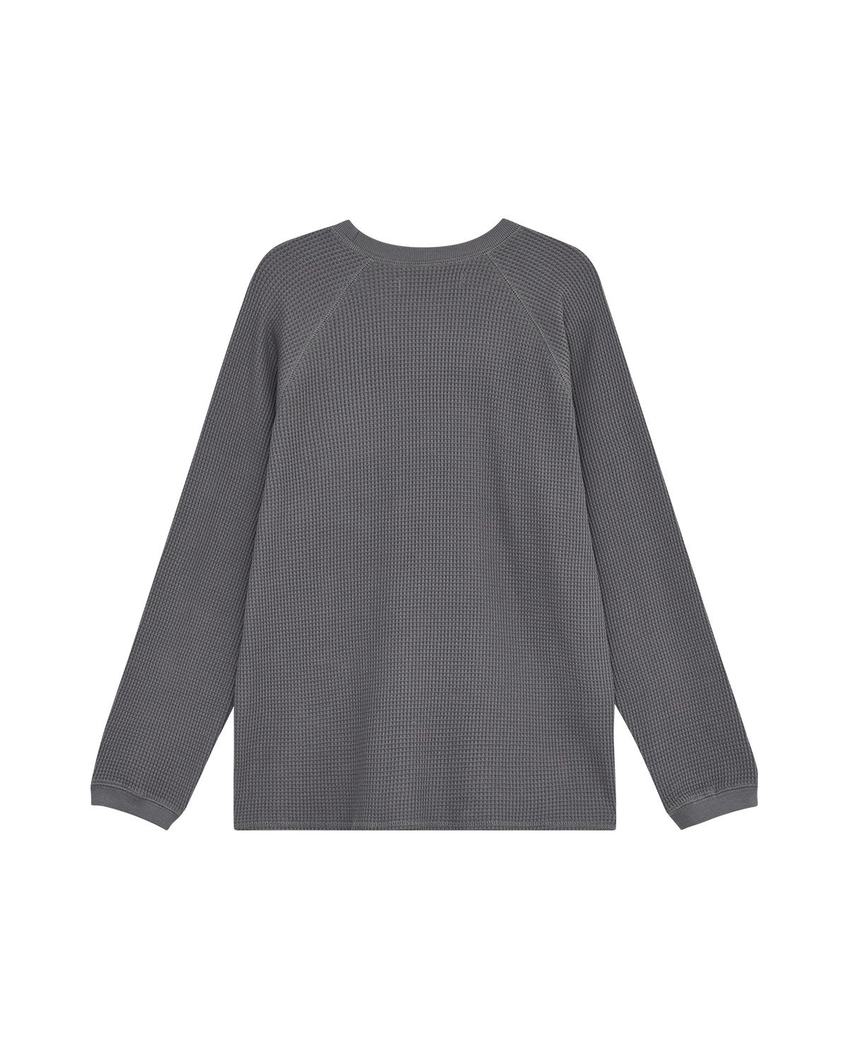 더뮤지엄비지터(THEMUSEUMVISITOR) WAFFLE RAGLAN LONG SLEEVE (CHARCOAL)