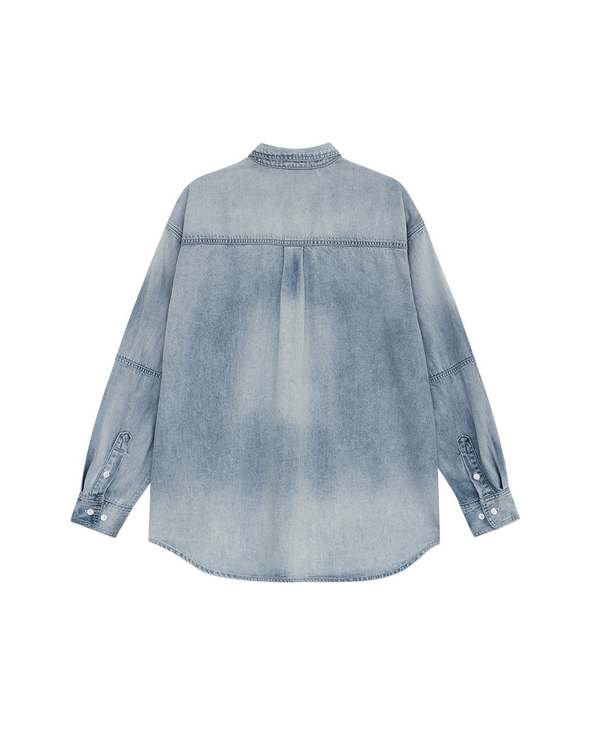 더뮤지엄비지터(THEMUSEUMVISITOR) BUTTON-UP WASHED DENIM SHIRT (BLUE)