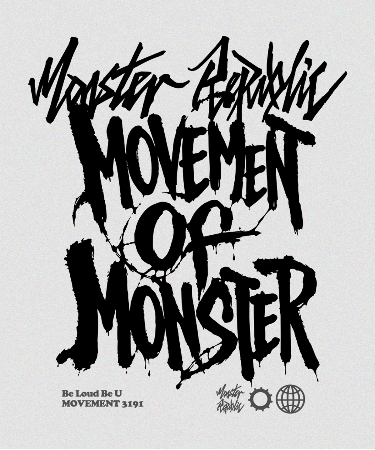 몬스터리퍼블릭(MONSTER REPUBLIC) 그릿 무브먼트 블랙 맨투맨 멜란지그레이_3191