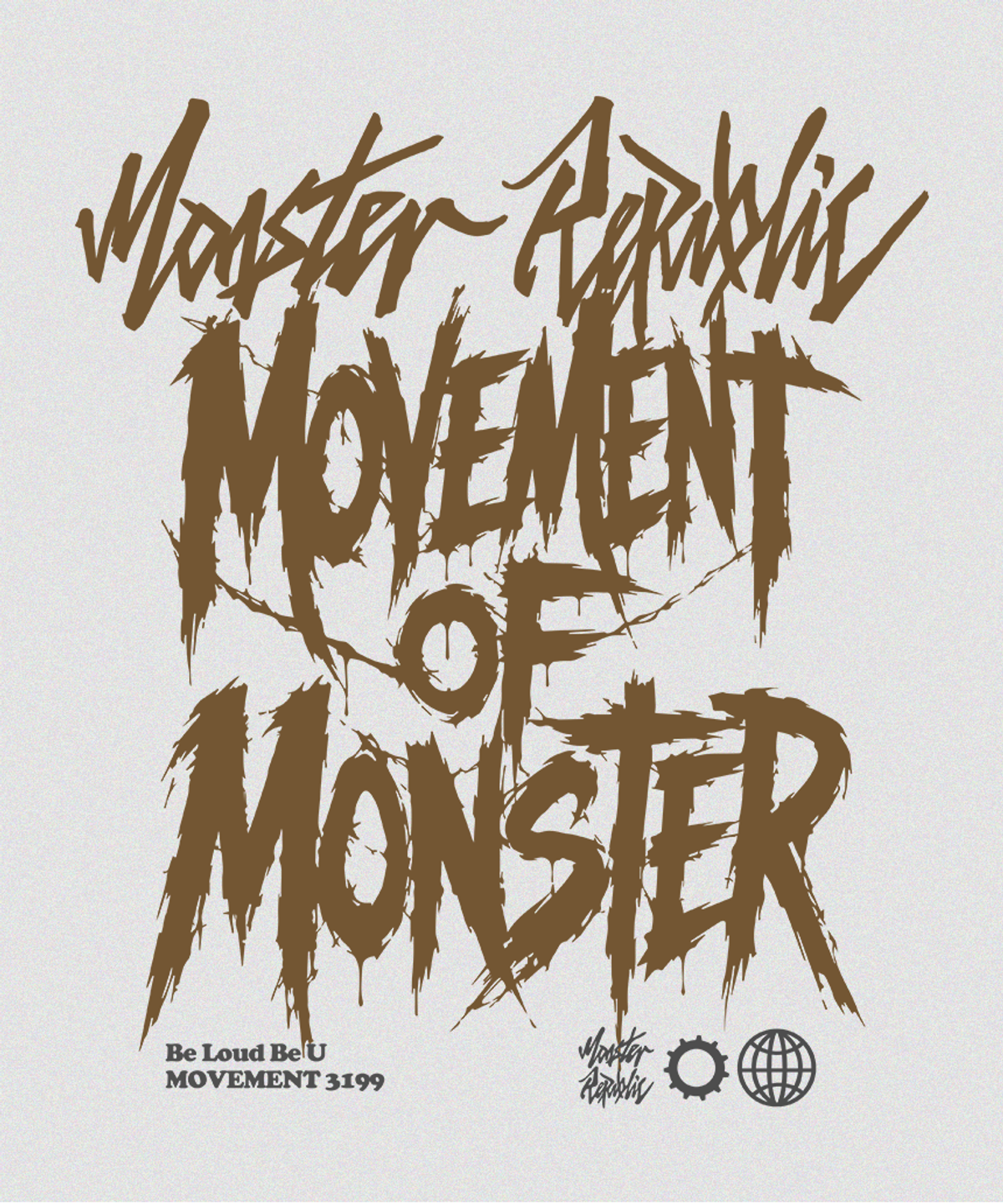 몬스터리퍼블릭(MONSTER REPUBLIC) 로그 무브먼트 브라운 맨투맨 멜란지그레이_3199